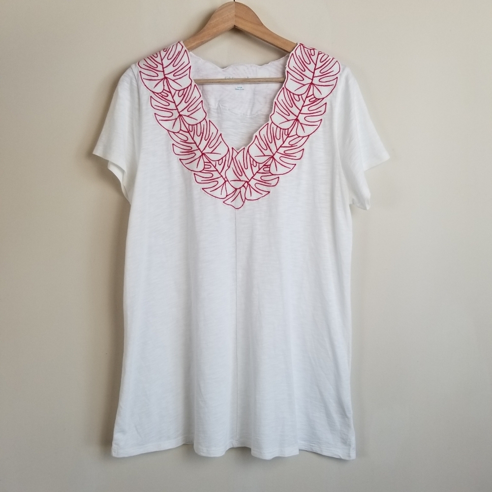 Soft Surroundings Archipelago Embroidered T Shirt Top Large